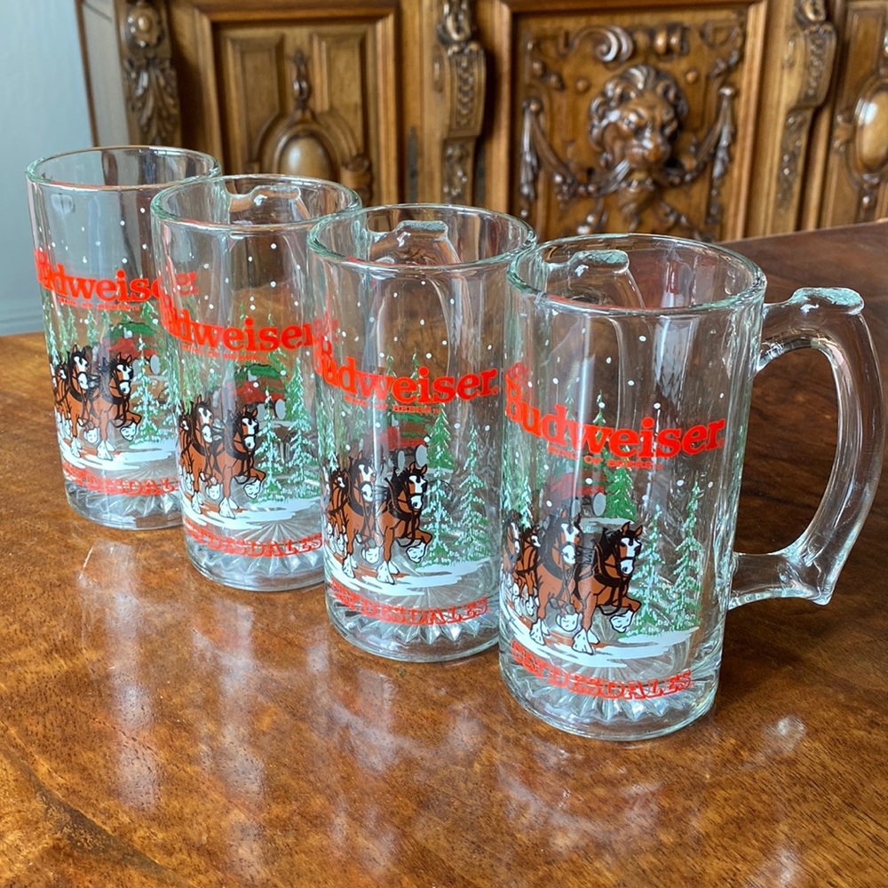 Budweiser KING OF BEER Clydesdale Beer Mugs 4 Set